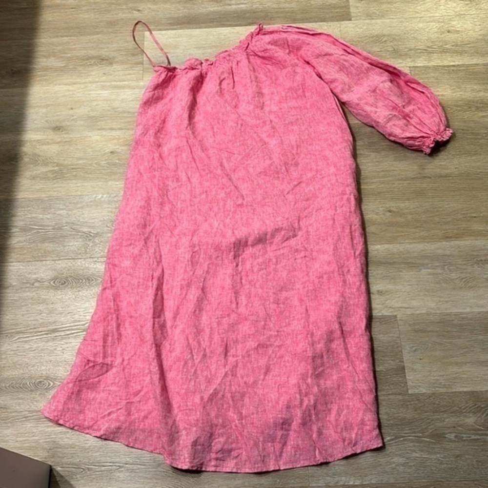 Off-Shoulder Midi Dress in Rose Pink